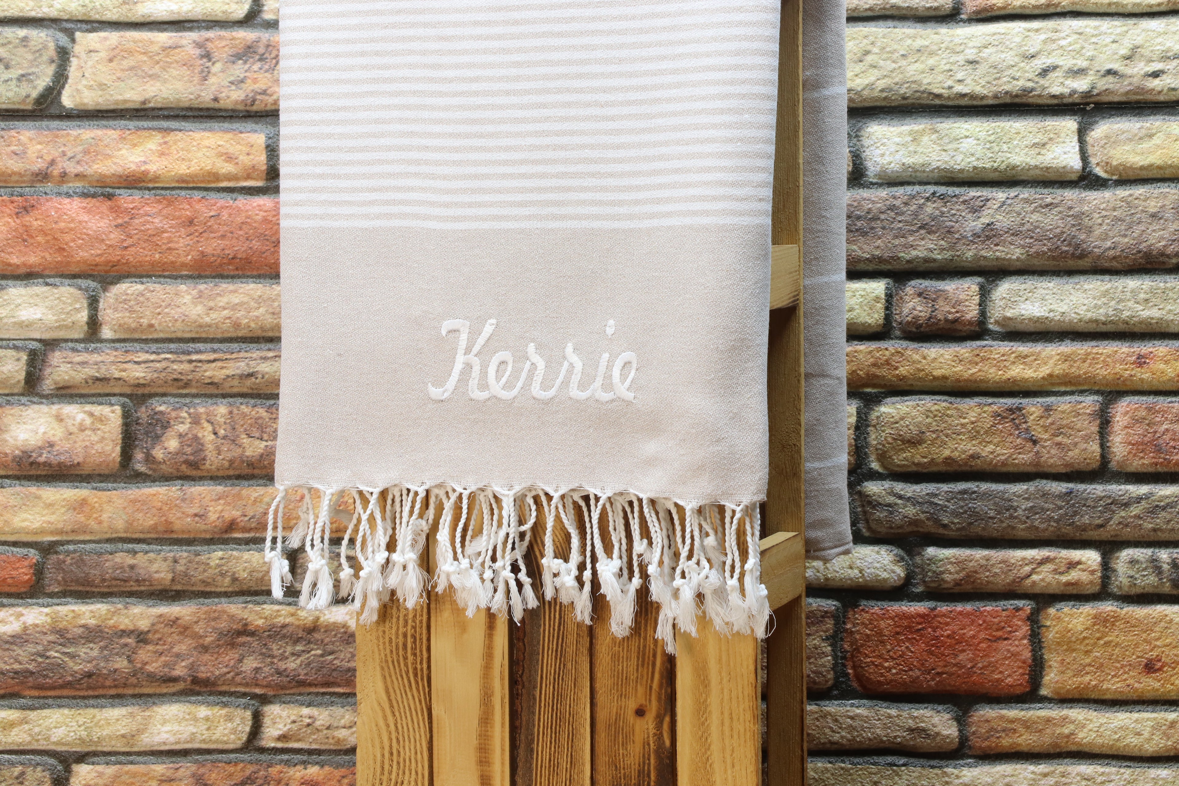 Personalized Turkish Towel – Custom Name Embroidered Peshtemal