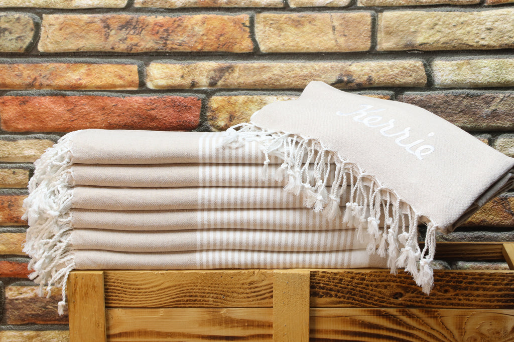 Personalized Turkish Towel – Custom Name Embroidered Peshtemal