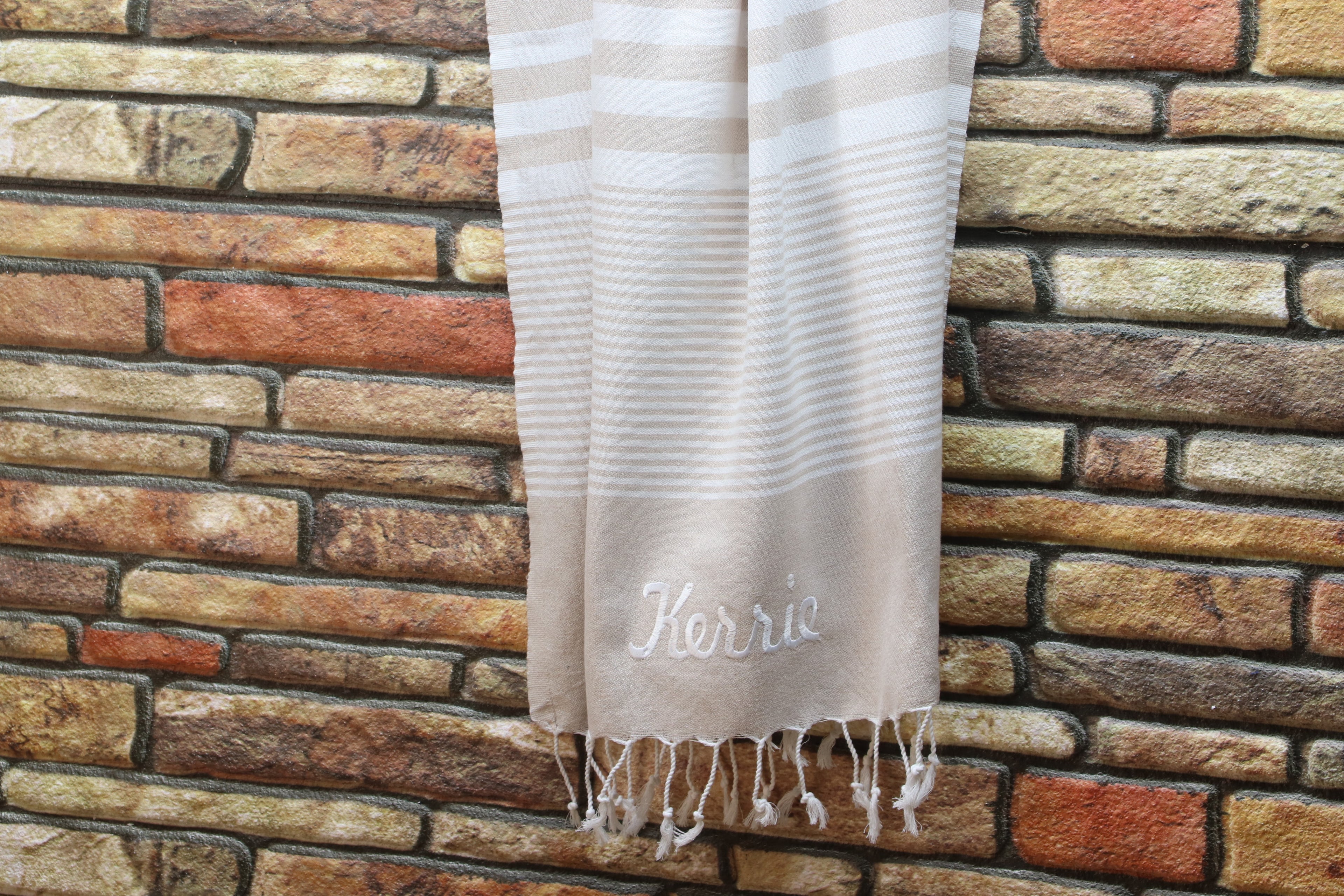 Personalized Turkish Towel – Custom Name Embroidered Peshtemal