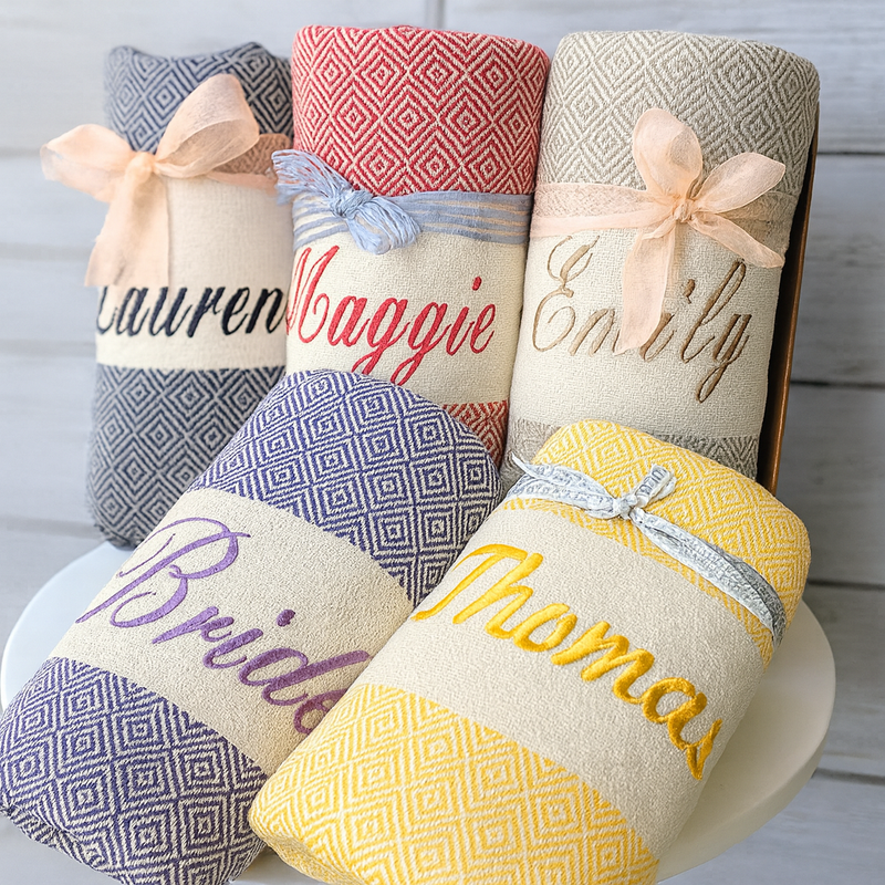 Personalized Bridesmaid Towel – Custom Embroidered Spa Gift, Wedding Party Favor, Bachelorette Personalized Gifts for Women