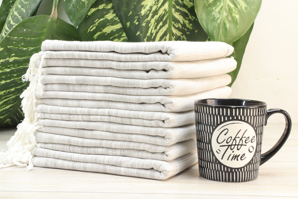 Neutral Hammam Towels – Handmade Turkish Cotton Bath or Beach Towels