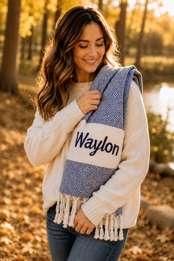 Monogrammed Turkish Peshtemal Towel – Bridesmaid Gifts, Bachelorette Party, Personalized Spa & Beach Towels