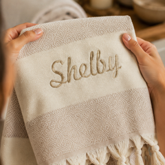 Personalized Diamond Turkish Towel Set of 3 — Bridesmaid & Friend Gifts