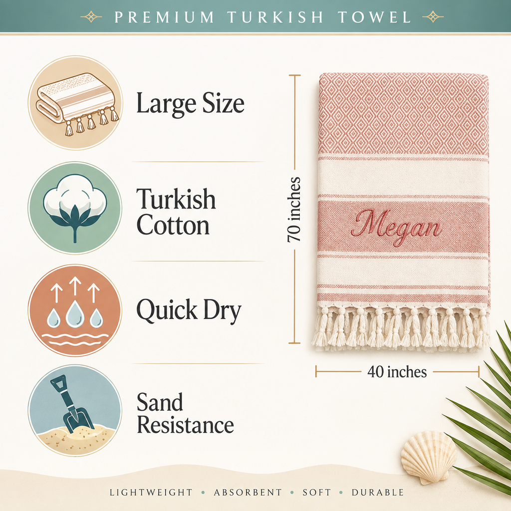 Turkish cotton towel size 40 by 70 inches