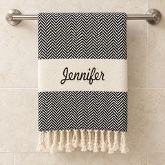 Personalized Herringbone Turkish Towel — 450g Cotton, 40 × 70 in