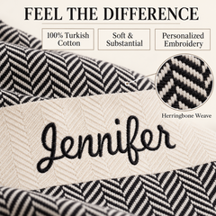 Personalized Herringbone Turkish Towel — 450g Cotton, 40 × 70 in