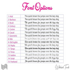 Fifteen embroidery font options