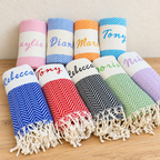 Personalized herringbone Turkish towels in multiple colors; sold individually