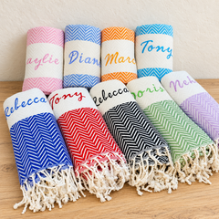 Personalized Herringbone Turkish Towel — 450g Cotton, 40 × 70 in