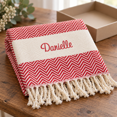 Personalized Herringbone Turkish Towel — 450g Cotton, 40 × 70 in