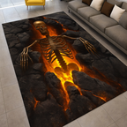 Skeleton Halloween Rug – Realistic Lava Printed Area Carpet, Gothic Horror Floor Mat for Living Room or Bedroom, Spooky Home Decor Gift