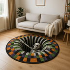 3D Skeleton Halloween Rug, Spooky Optical Illusion Carpet, Scary Skeleton Floor Mat for Living Room, Halloween Home Decor