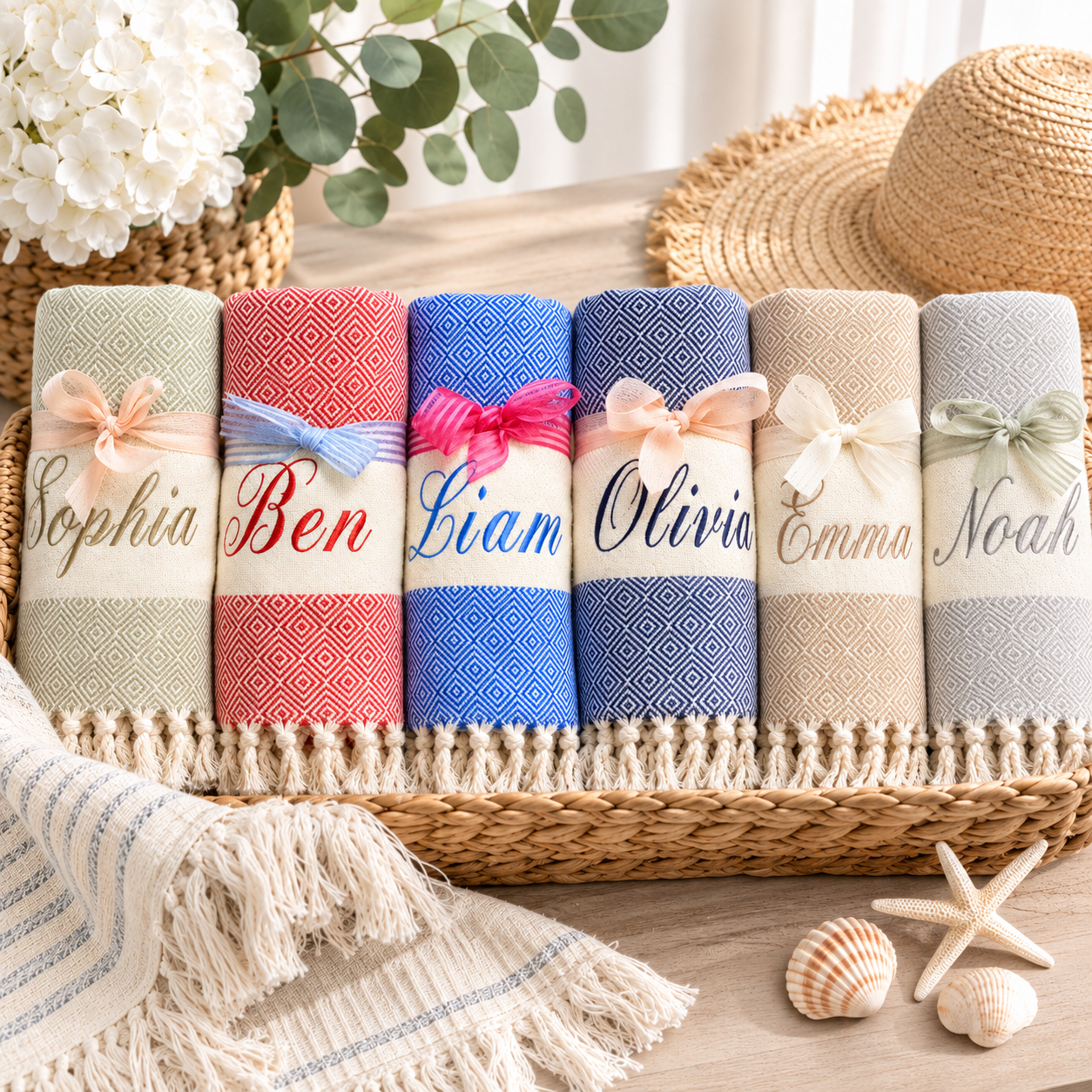 Bachelorette Party Towel Set of 6 — Team Bride Matching Turkish Towels