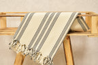 Black Striped Turkish Towel – Personalized Gift, Natural Cotton Peshtemal, Farmhouse Style Spa & Guest Towel