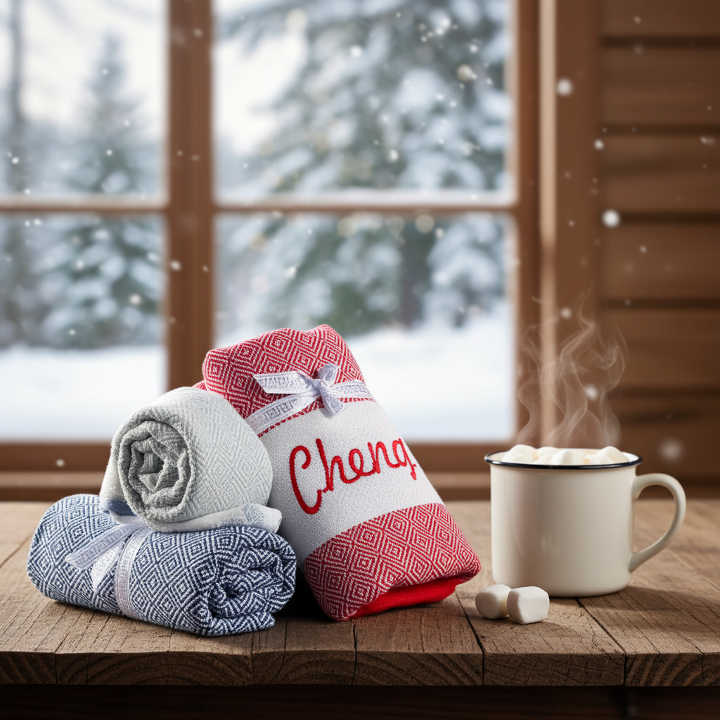 Mr & Mrs First Christmas Towel Set of 2 — Personalized Est. Year