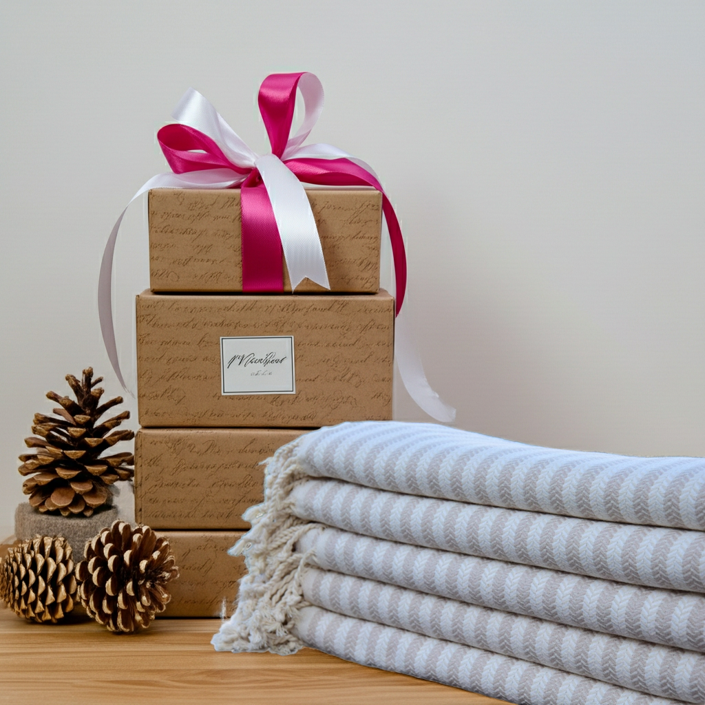 Beige Turkish Towel – Natural Cotton Hammam Towel, Soft Spa & Bath Towel, Personalized Gift for Her, Bridesmaid or Minimalist Home Decor