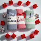 Personalized Christmas Beach Towel — Custom Name Embroidered Turkish Towel